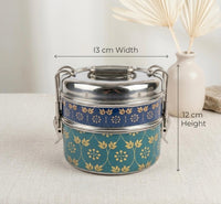 Eco-Friendly Meenakari Stainless Steel Double Layer Lunch Box – Stylish & Durable