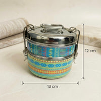 Eco-Friendly Meenakari Stainless Steel Double Layer Lunch Box – Stylish & Durable