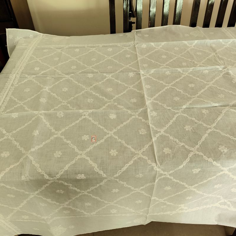 Chikankari Embroidered Table Cover | Intricate Handcrafted Table Linen