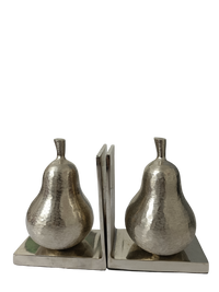 Decorative Metal Pear Bookends | Elegant Home Office Bookshelf Decor