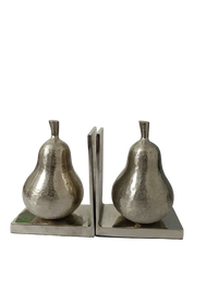 Decorative Metal Pear Bookends | Elegant Home Office Bookshelf Decor