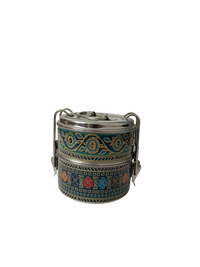 Handcrafted Meenakari Stainless Steel 2 Tier Lunch Box