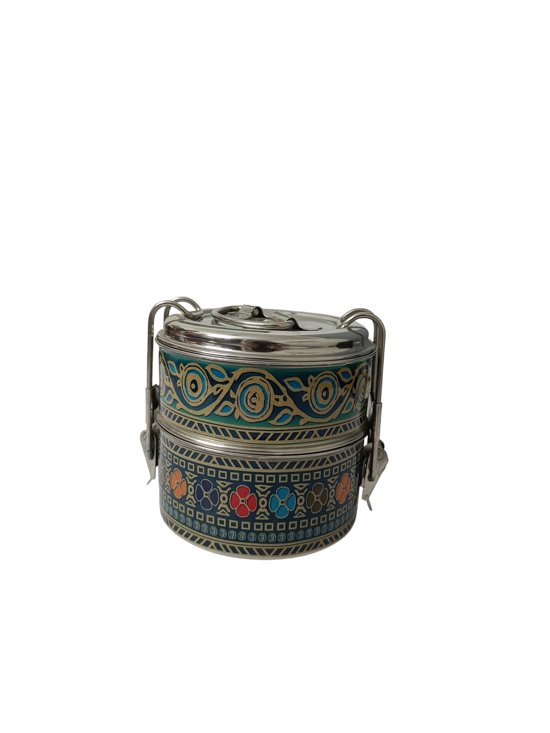 Handcrafted Meenakari Stainless Steel 2 Tier Lunch Box