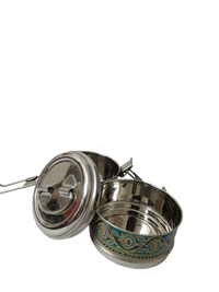 Handcrafted Meenakari Stainless Steel 2 Tier Lunch Box