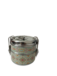 Handcrafted Meenakari Stainless Steel 2 Tier Lunch Box
