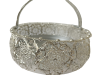 Elegant Silver Decorative Metal Tray with Handle