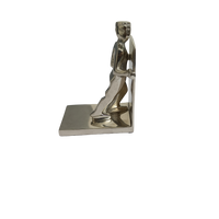 Modern Silver Human Figure Bookends | Decorative Metal Book Holder for Home & Office