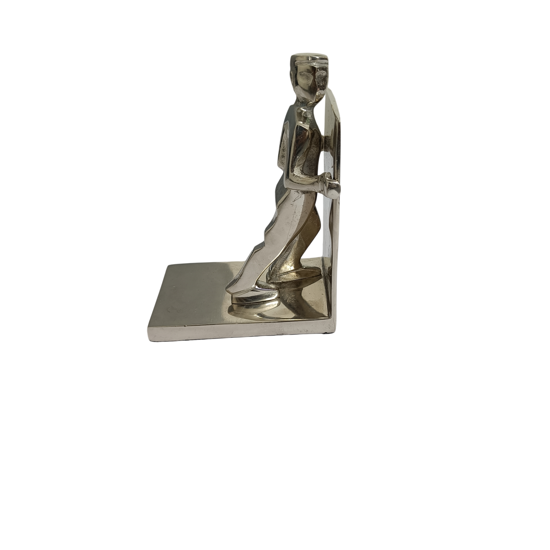 Modern Silver Human Figure Bookends | Decorative Metal Book Holder for Home & Office