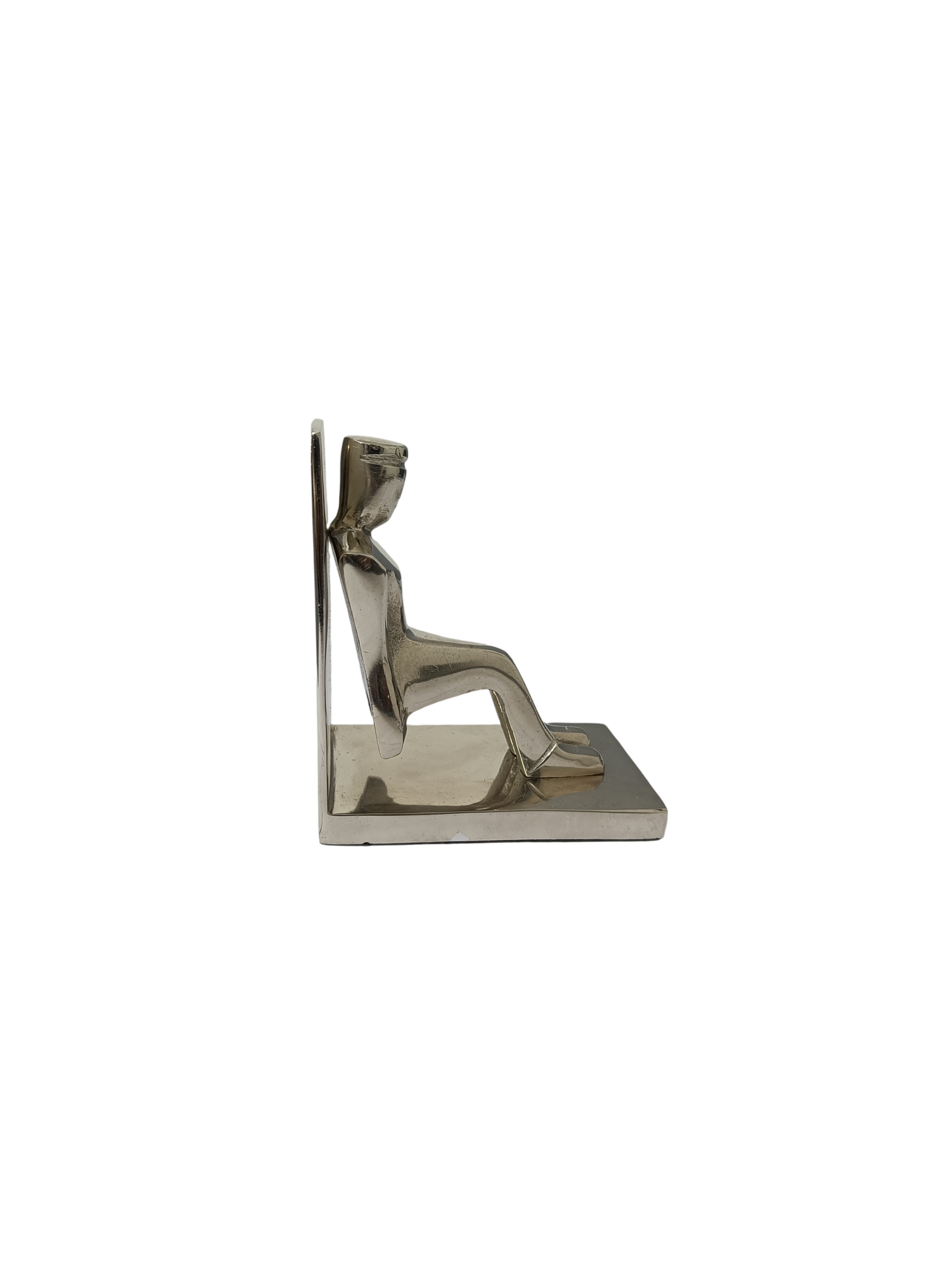 Modern Silver Human Figure Bookends | Decorative Metal Book Holder for Home & Office