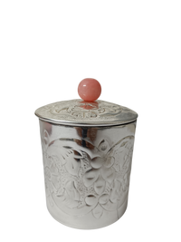 Handcrafted Silver Decorative Storage Jar with Lid | Elegant Dry Fruit, Candy & Trinket Container