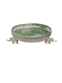 Handcrafted Decorative Tray with Elephant Stand | Luxury Serving & Festive Gift Tray