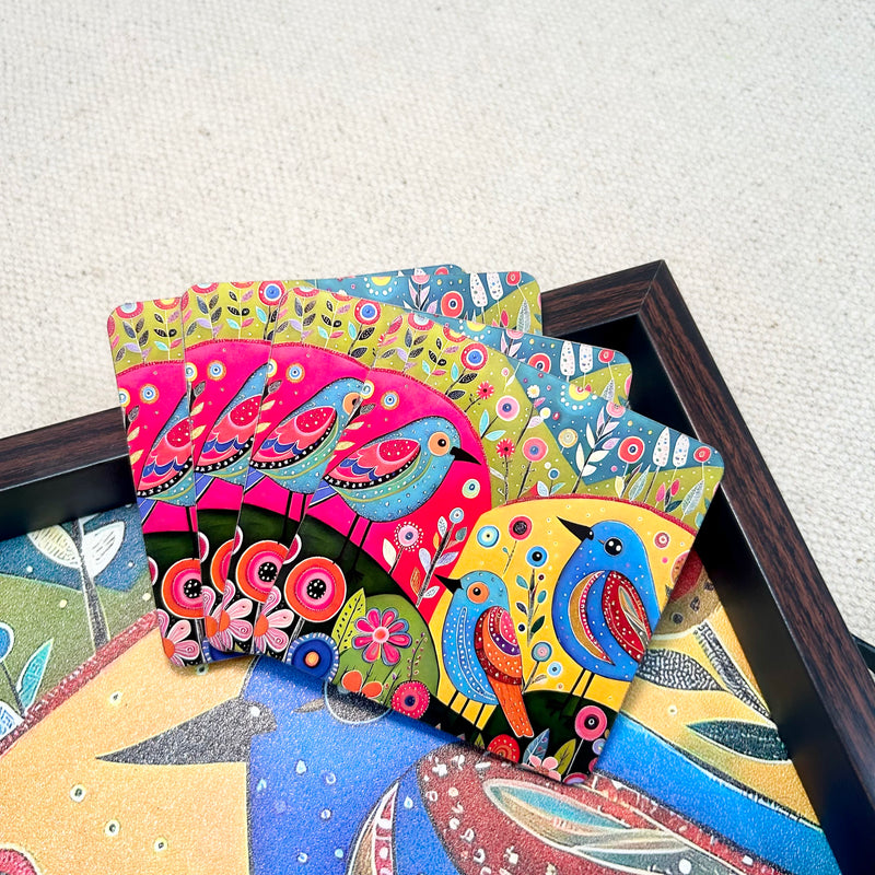 Elegant Print MDF Coaster – Stylish & Durable Design (Set of 4)
