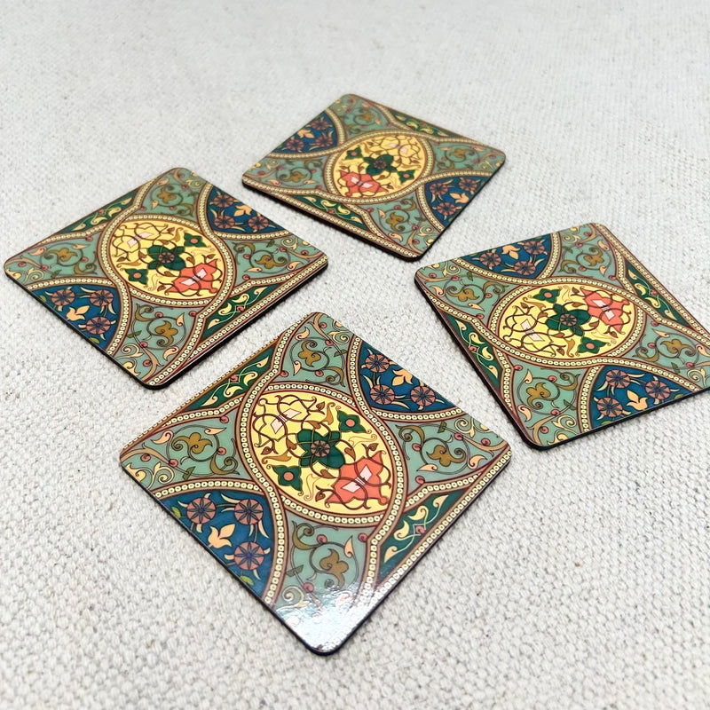 Elegant Print MDF Coaster – Stylish & Durable Design (Set of 4)
