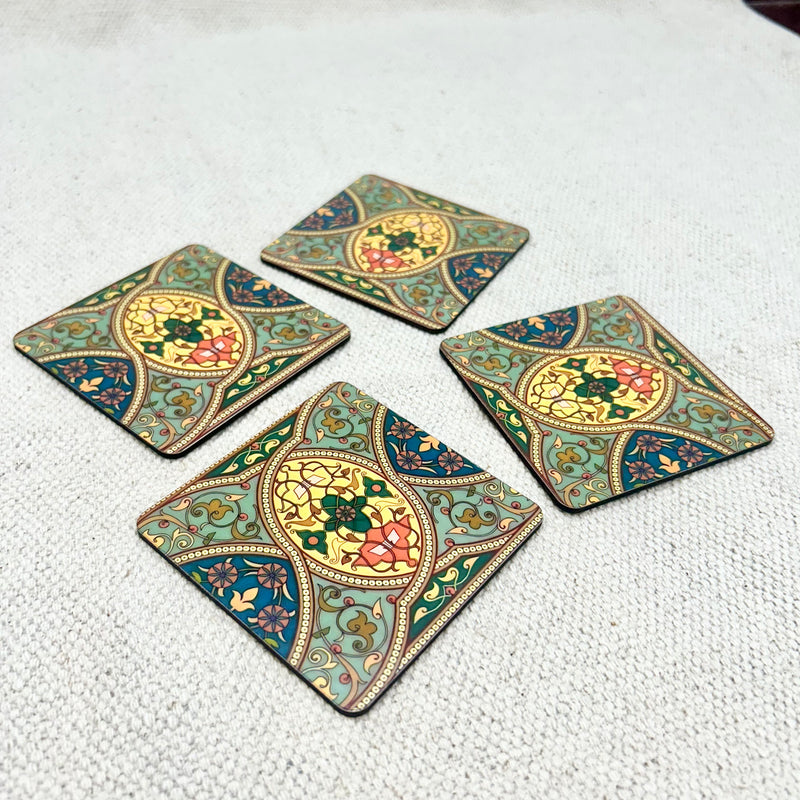 Elegant Print MDF Coaster – Stylish & Durable Design (Set of 4)
