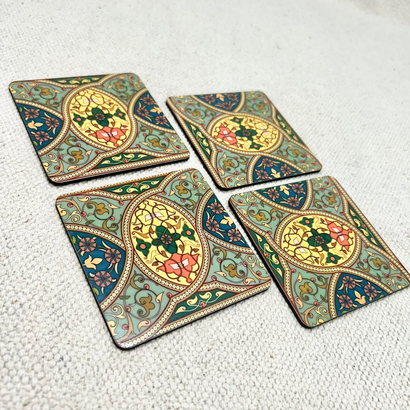Elegant Print MDF Coaster – Stylish & Durable Design (Set of 4)