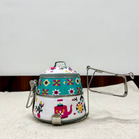 Ethnic Enamelware Steel Lunch Box – 2 Tier, Sustainable & Reusable