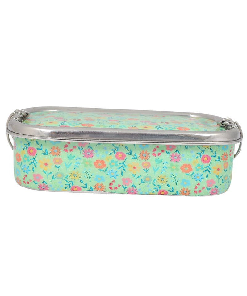 Eco-Friendly Meenakari Steel Tiffin Box – Stylish & Durable-Green Floral