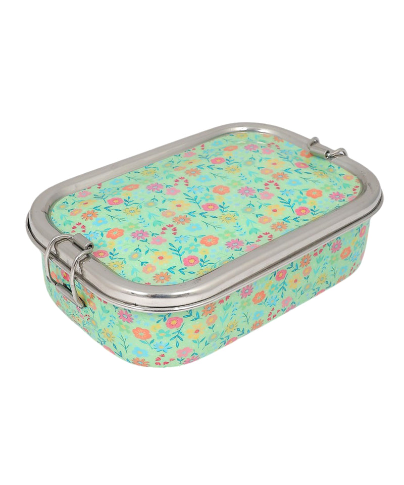 Eco-Friendly Meenakari Steel Tiffin Box – Stylish & Durable-Green Floral