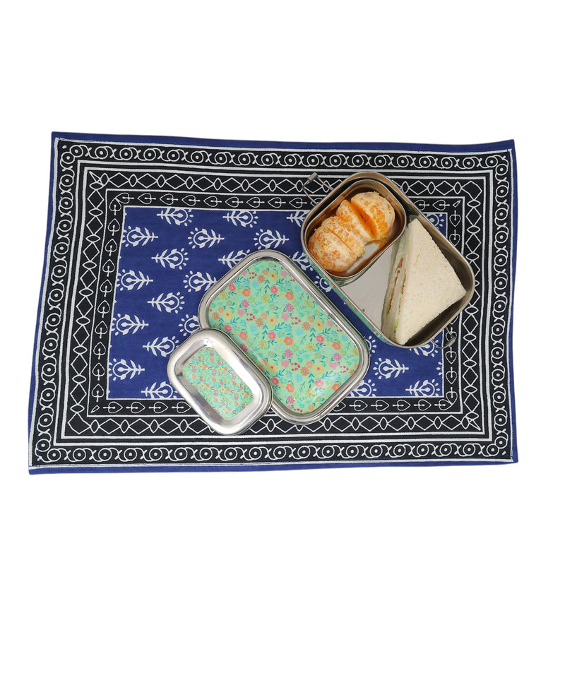 Eco-Friendly Meenakari Steel Tiffin Box – Stylish & Durable-Green Floral