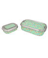 Eco-Friendly Meenakari Steel Tiffin Box – Stylish & Durable-Green Floral