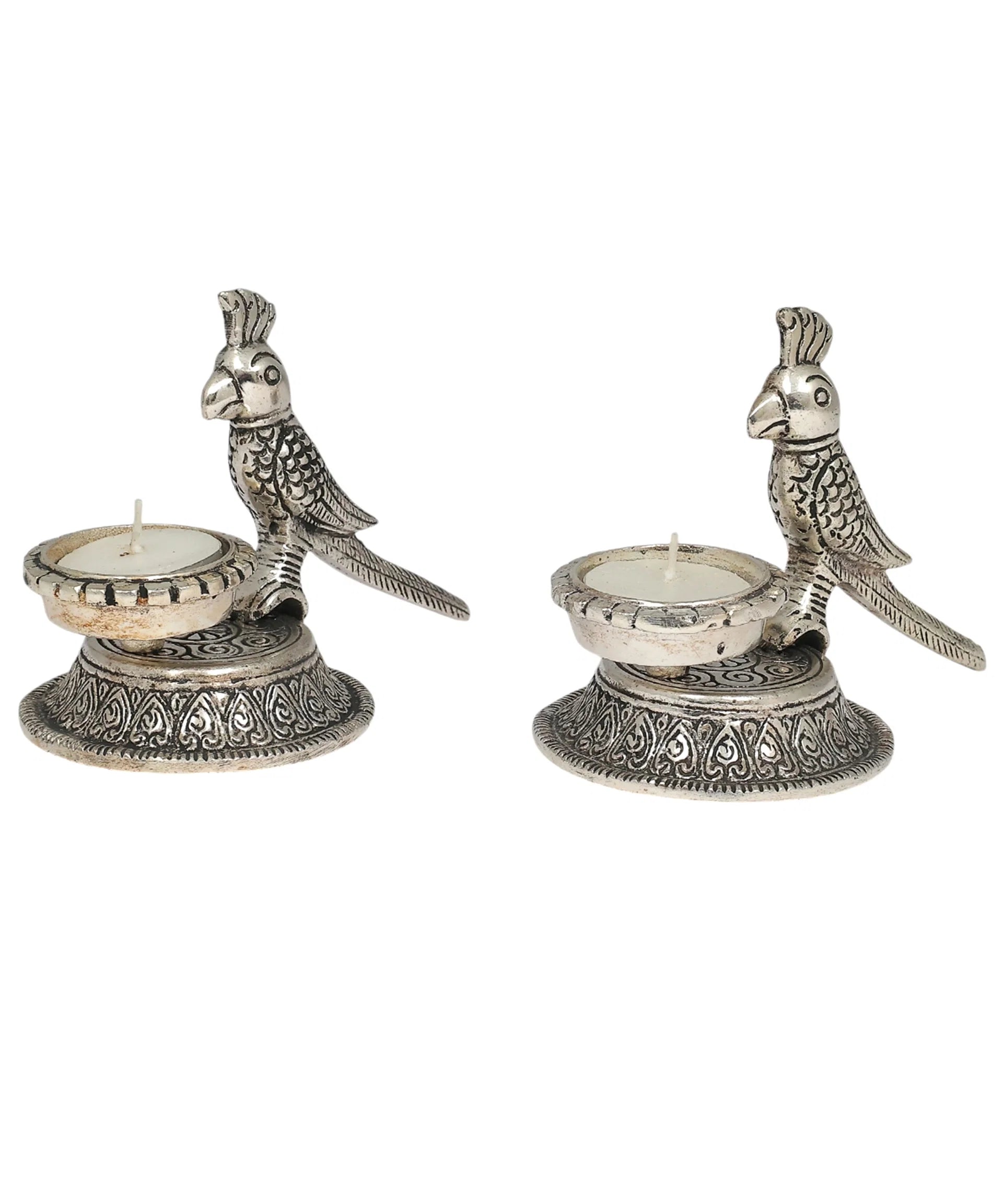 Gold Swan & Silver Parrot Tealight Holders Festive Gift Set of 4