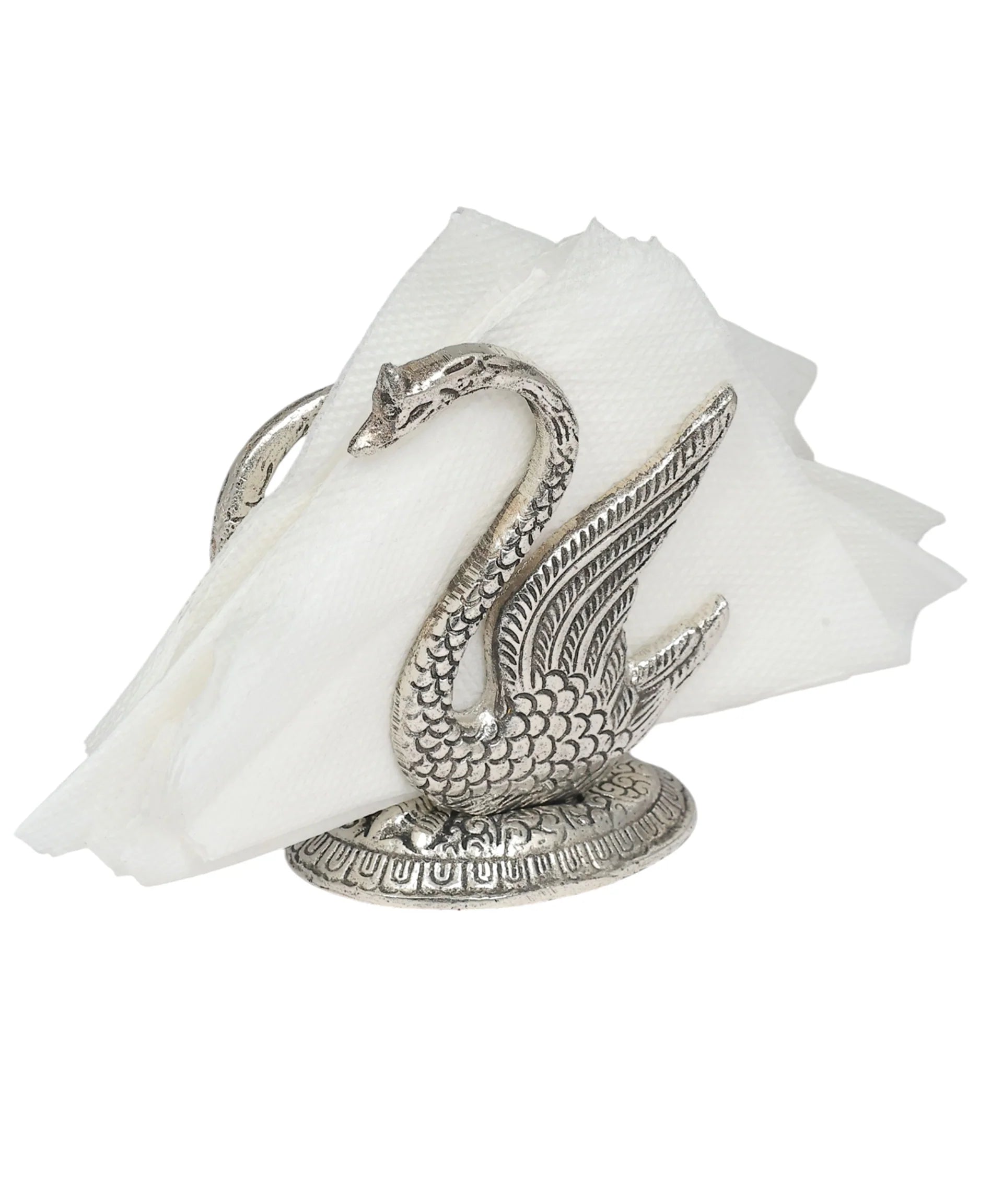 Elegant Gold & Silver Swan Tissue Holder Set of -4