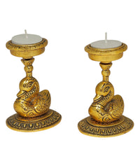 Gold Swan & Silver Parrot Tealight Holders Festive Gift Set of 4