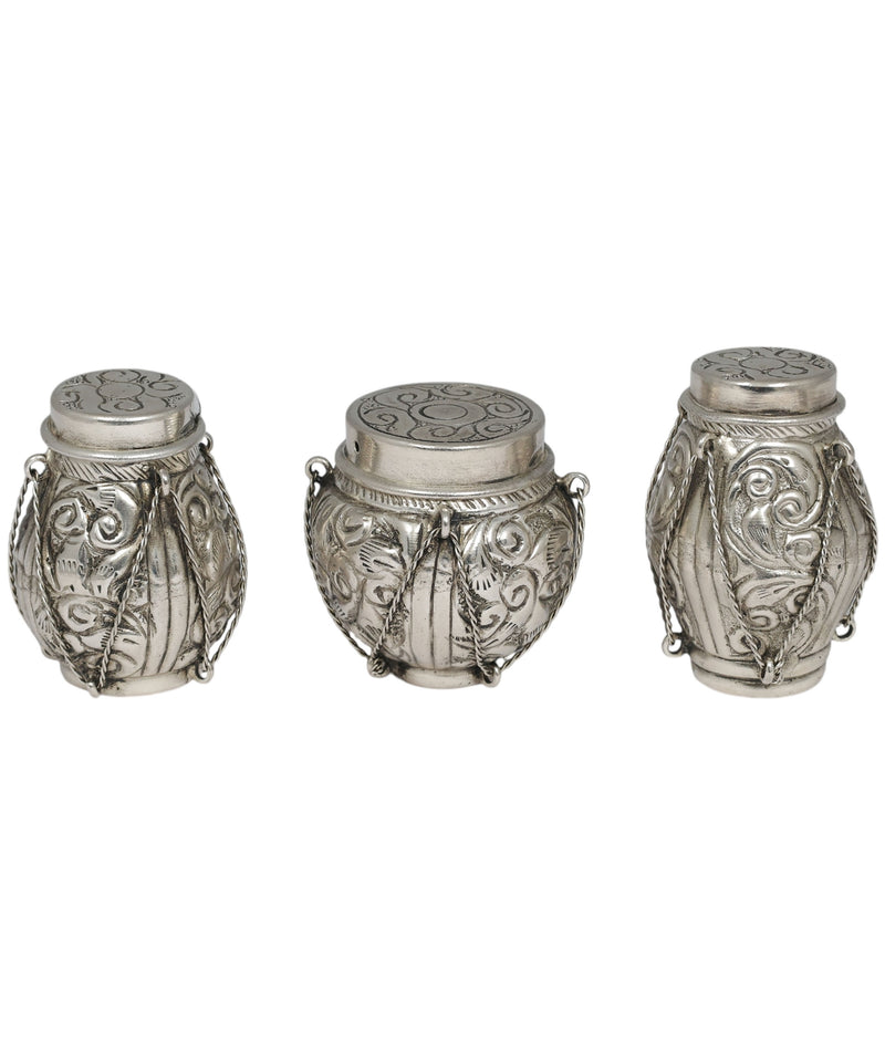 Decorative Silver Carving Tabla Set