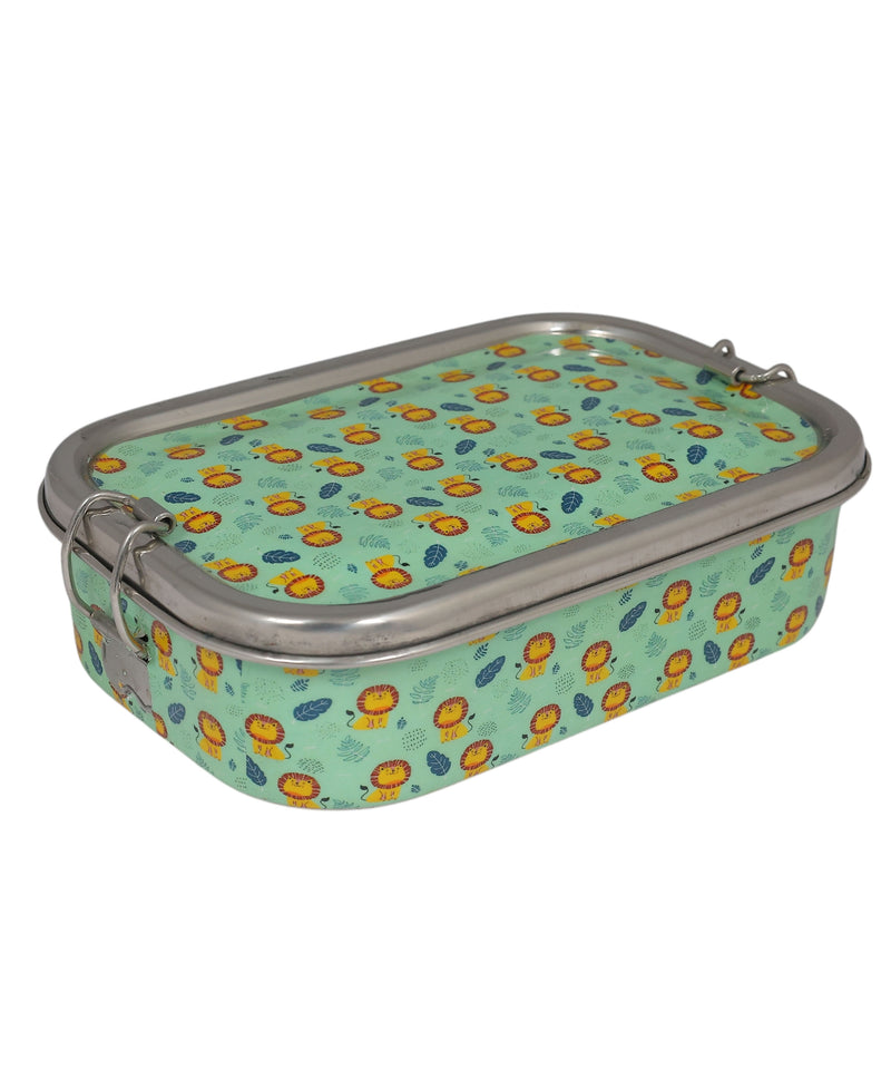 Lion Print Eco-Friendly Meenakari Steel Tiffin Box – Stylish & Durable