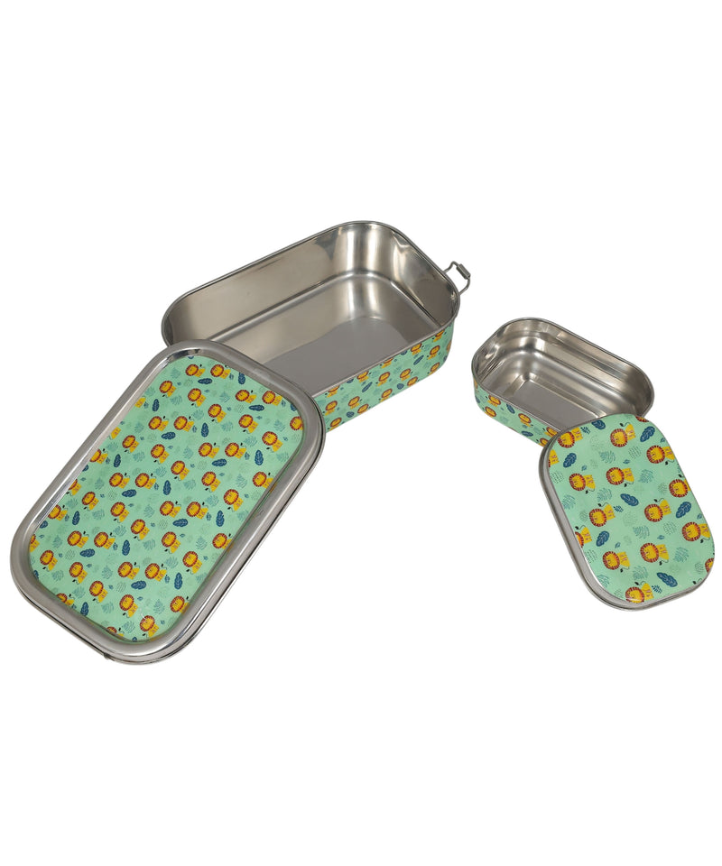 Eco-Friendly Meenakari Steel Tiffin Box – Stylish & Durable-Lion