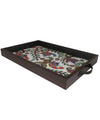 Elegant Madhubani Peacock Print Rectangular MDF Serving Tray – Stylish & Durable Design