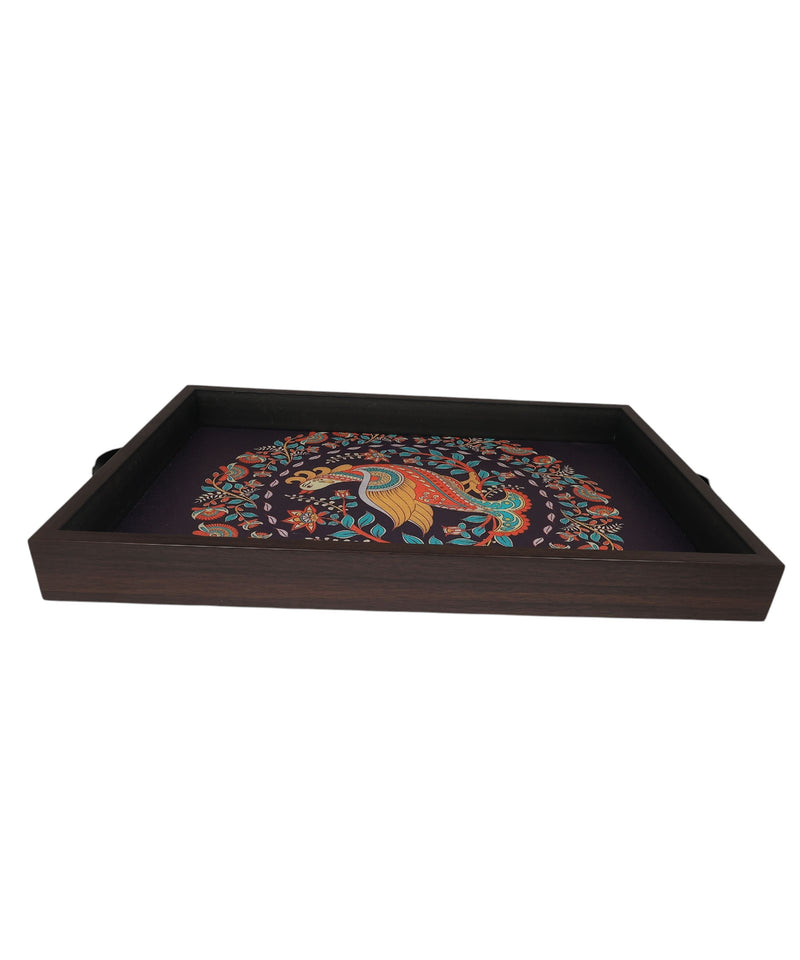 Elegant Kalamkari Print MDF Serving Rectangular Tray – Stylish & Durable Design