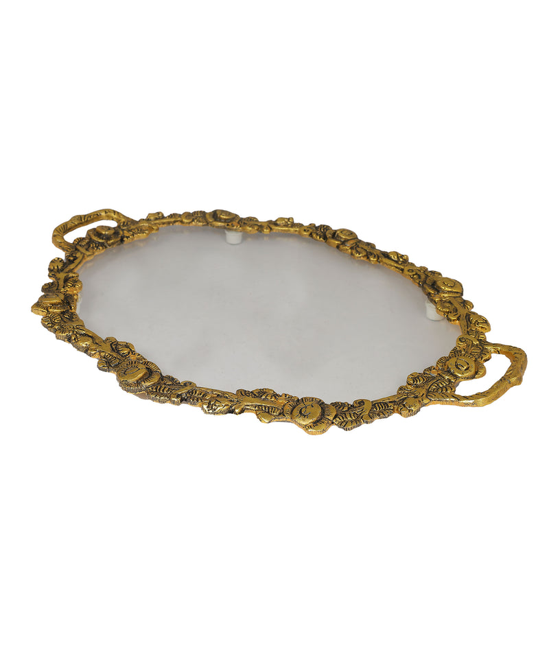 Oval Metal and Fiber Tray Big