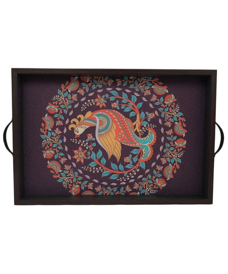 Elegant Kalamkari Print MDF Serving Rectangular Tray – Stylish & Durable Design