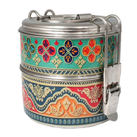 Eco-Friendly Meenakari 2-Tier Steel Tiffin Box – Stylish & Durable