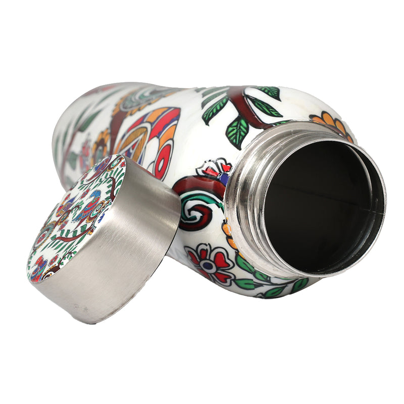 Handcrafted Eco-Friendly Meenakari Stainless Steel Bottle(1L)-Madhubani