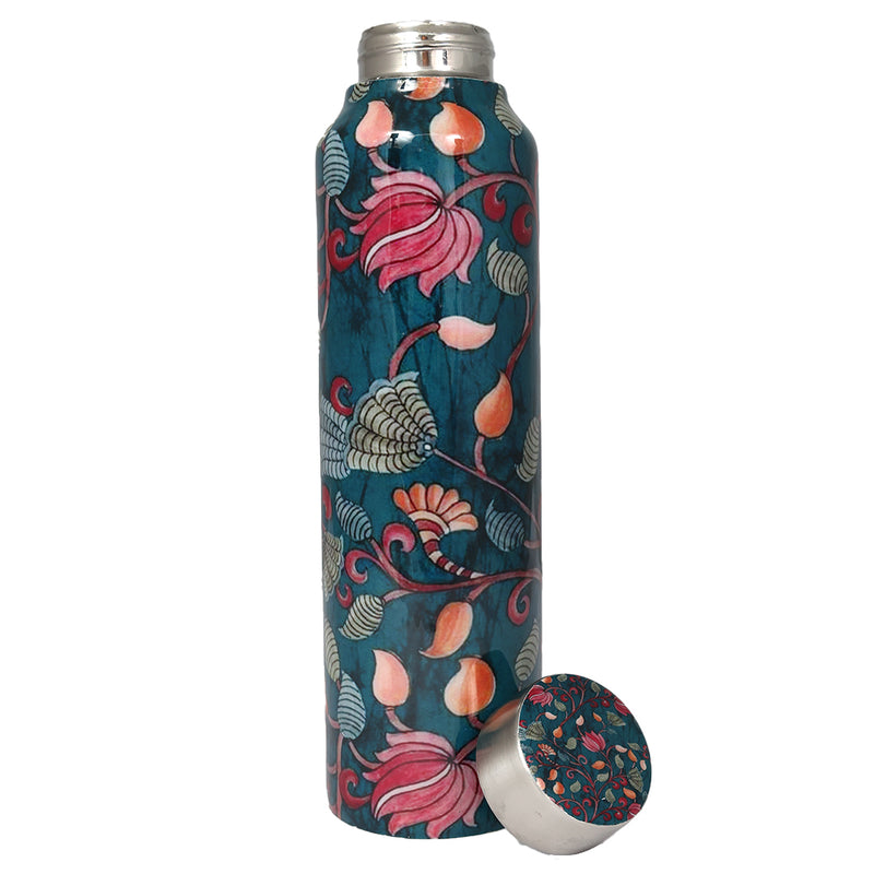 Pichwai Design Handcrafted Eco-Friendly Meenakari Steel Bottle(1L)