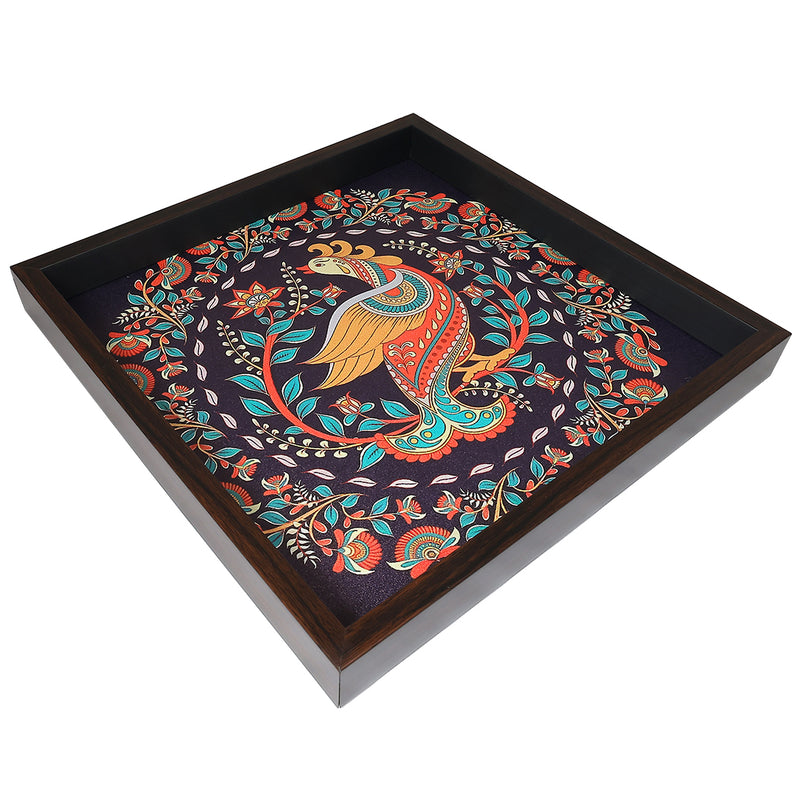 Elegant Kalamkari Print MDF Serving Tray – Stylish & Durable Design