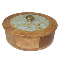 Elegant Lotus Floral Print Wooden Roti Box | Ecofriendly Tableware | Stylish & Durable