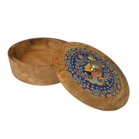 Elegant Kalamkari Print Wooden Roti Box – Stylish & Durable Storage Solution