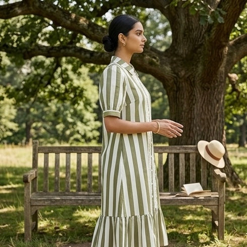 Verbena Vine Striped Dress