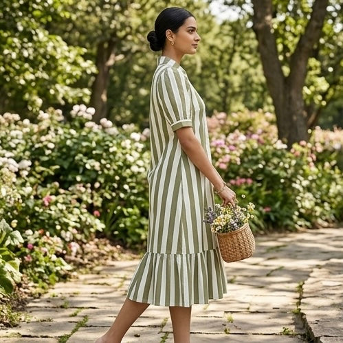 Verbena Vine Striped Dress