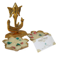 Trishul Ganesh & Decorative Diya Gift (Set of 10)