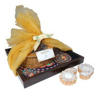 Kalamkari Tray, Roti Box & Coaster Gift (Set of 10)