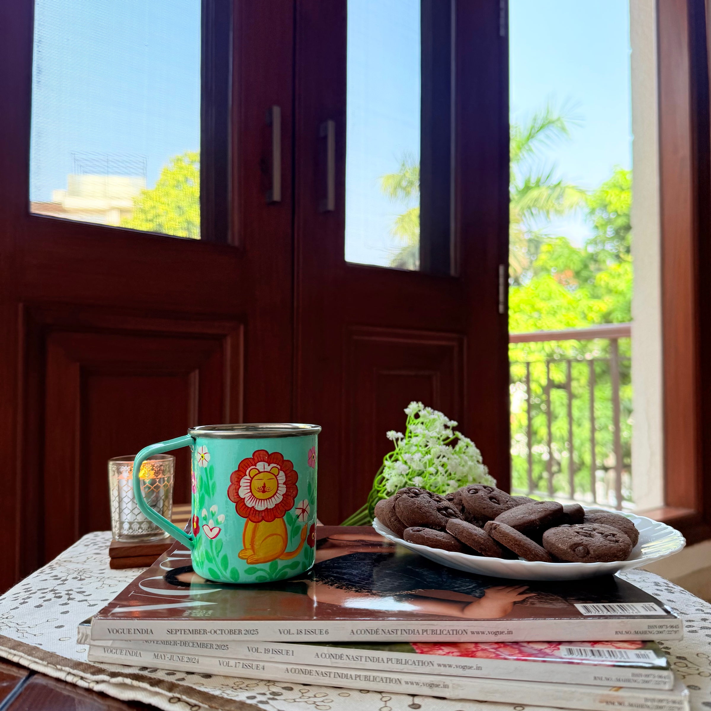 Hand Painted Stainless Steel Mug | Reusable Tea Cup for Home & Office