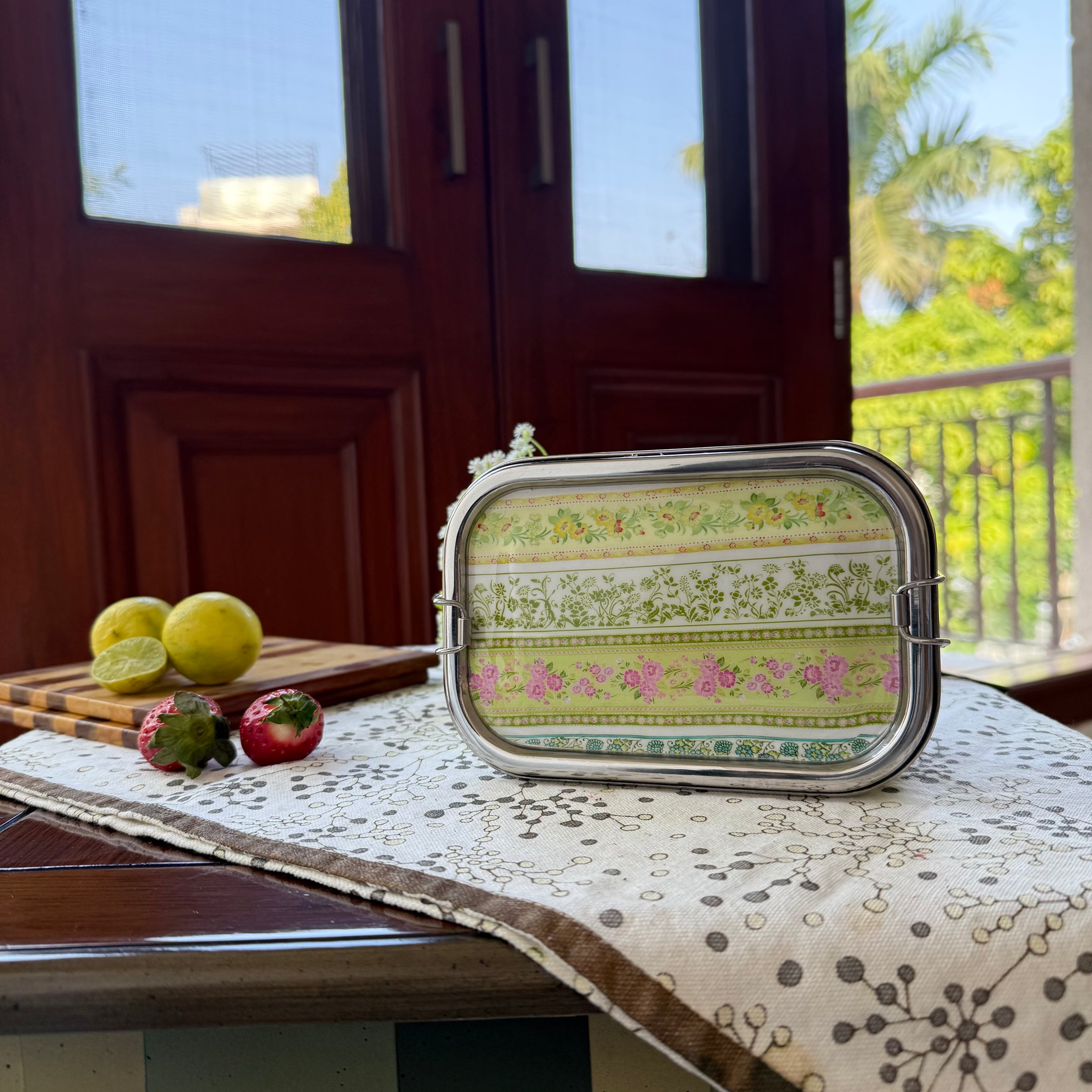 Eco-Friendly Ethnic Meenakari 2-Tier Steel Tiffin