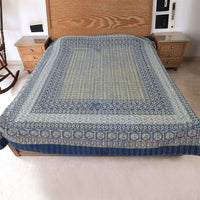 Ajrakh with Kantha Bedcover | Artisan-Made 100% Cotton Bedspread