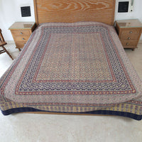 Ajrakh with Kantha Bedcover | Artisan-Made 100% Cotton Bedspread