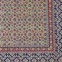 Ajrakh with Kantha Bedcover | Artisan-Made 100% Cotton Bedspread