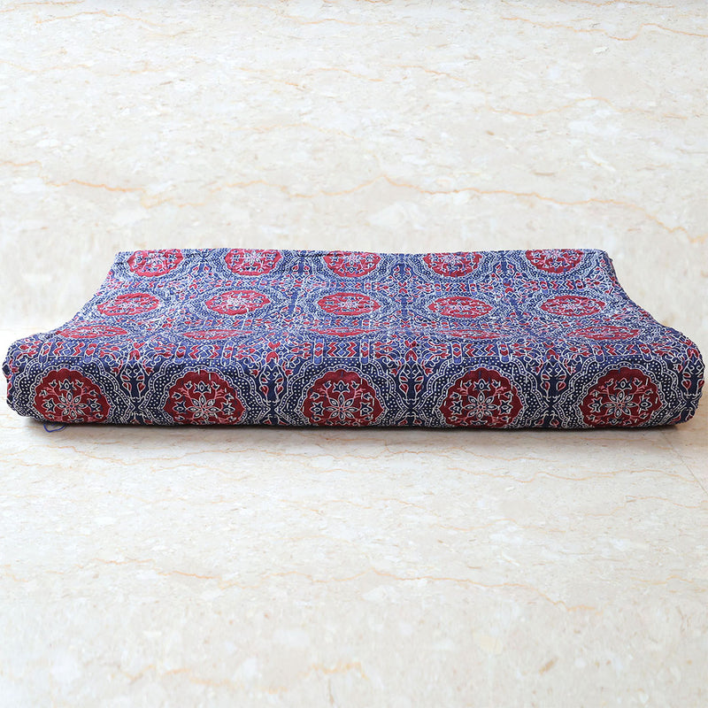 Ajrakh with Kantha Bedcover | Artisan-Made 100% Cotton Bedspread